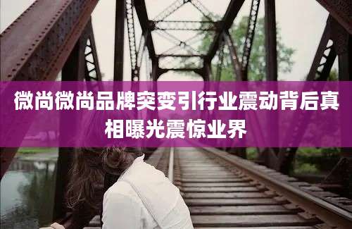 微尚微尚品牌突变引行业震动背后真相曝光震惊业界