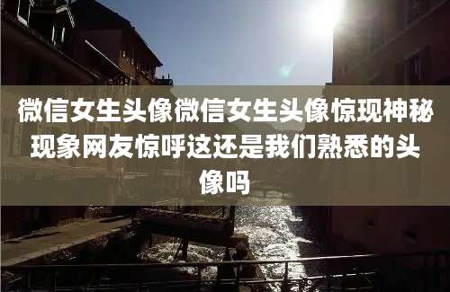 微信女生头像微信女生头像惊现神秘现象网友惊呼这还是我们熟悉的头像吗