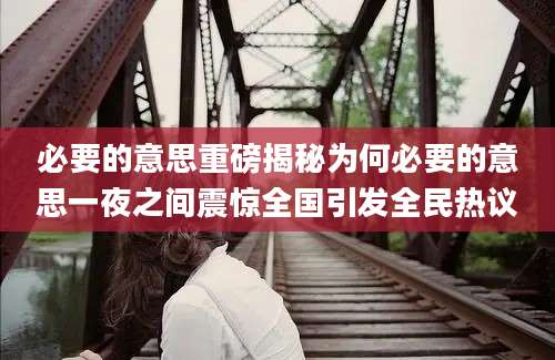 必要的意思重磅揭秘为何必要的意思一夜之间震惊全国引发全民热议