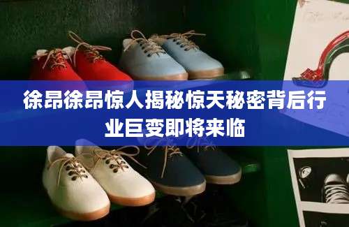 徐昂徐昂惊人揭秘惊天秘密背后行业巨变即将来临