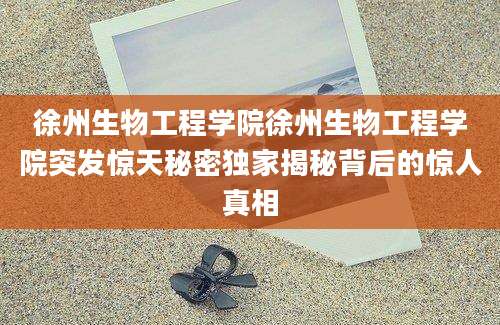 徐州生物工程学院徐州生物工程学院突发惊天秘密独家揭秘背后的惊人真相