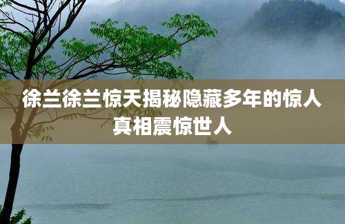 徐兰徐兰惊天揭秘隐藏多年的惊人真相震惊世人