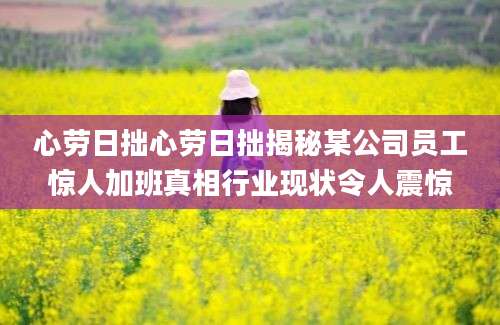 心劳日拙心劳日拙揭秘某公司员工惊人加班真相行业现状令人震惊