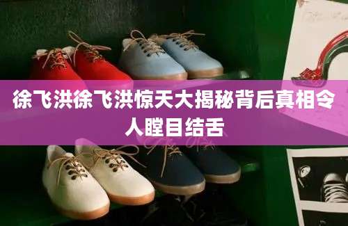 徐飞洪徐飞洪惊天大揭秘背后真相令人瞠目结舌
