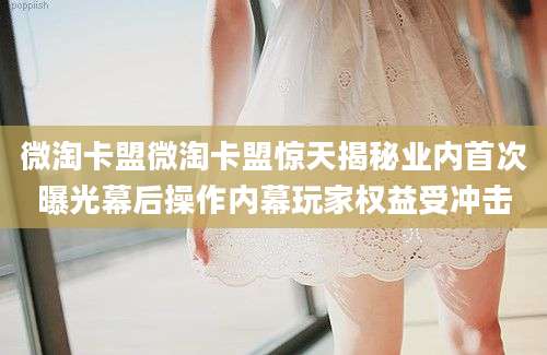微淘卡盟微淘卡盟惊天揭秘业内首次曝光幕后操作内幕玩家权益受冲击