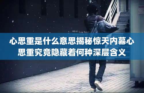 心思重是什么意思揭秘惊天内幕心思重究竟隐藏着何种深层含义