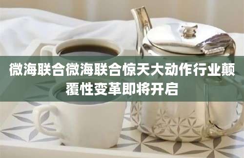 微海联合微海联合惊天大动作行业颠覆性变革即将开启