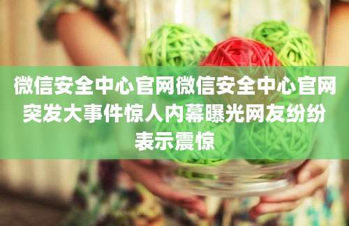 微信安全中心官网微信安全中心官网突发大事件惊人内幕曝光网友纷纷表示震惊