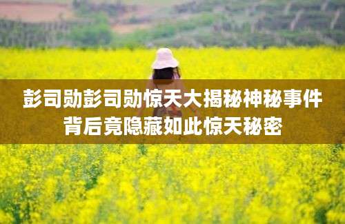 彭司勋彭司勋惊天大揭秘神秘事件背后竟隐藏如此惊天秘密