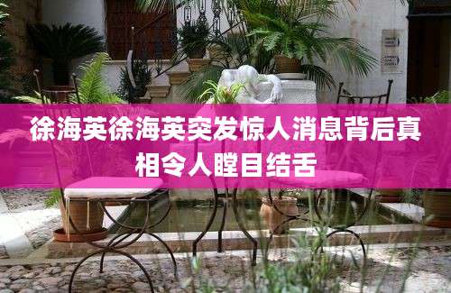 徐海英徐海英突发惊人消息背后真相令人瞠目结舌