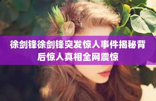 徐剑锋徐剑锋突发惊人事件揭秘背后惊人真相全网震惊