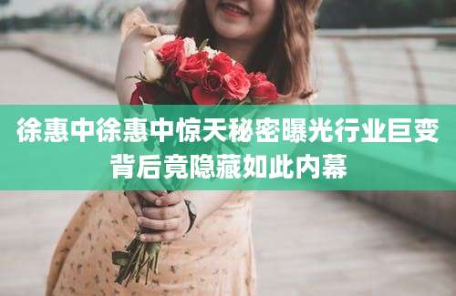 徐惠中徐惠中惊天秘密曝光行业巨变背后竟隐藏如此内幕