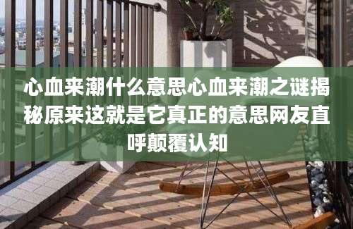 心血来潮什么意思心血来潮之谜揭秘原来这就是它真正的意思网友直呼颠覆认知