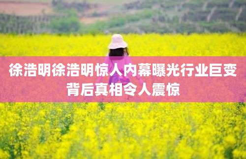 徐浩明徐浩明惊人内幕曝光行业巨变背后真相令人震惊