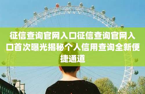 征信查询官网入口征信查询官网入口首次曝光揭秘个人信用查询全新便捷通道